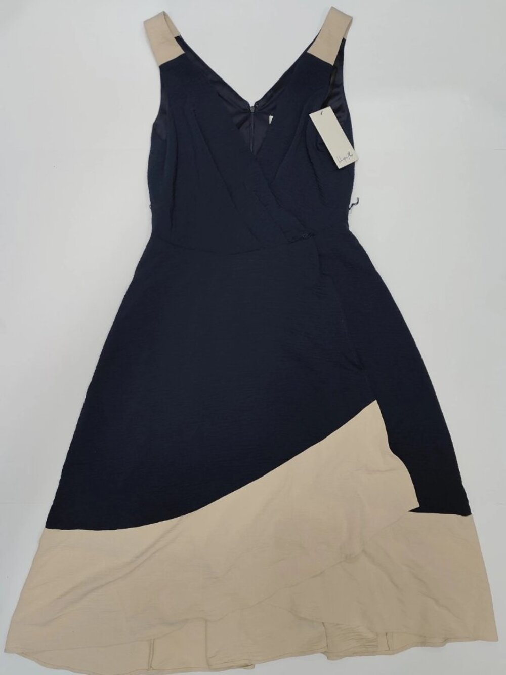 Harper Rose Women's Navy/Cement Colorblock Faux Wrap Midi Dress Size 4 NWT